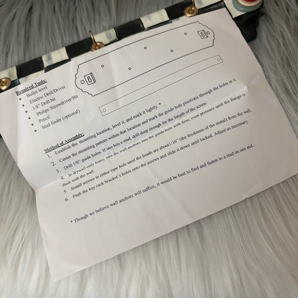 Retired Mackenzie Childs Courtly Check Wall Key Rack Board - Picture 4 of 5